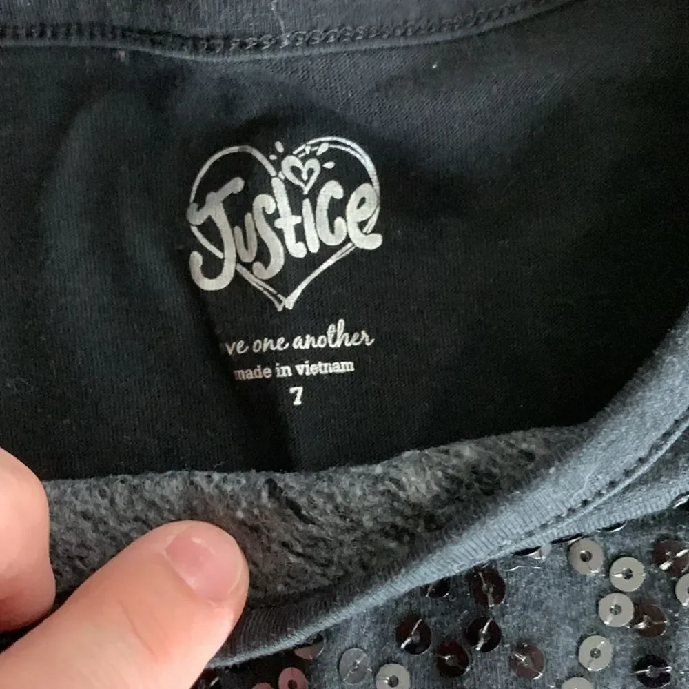 JUSTICE | Black Sequins Girls Long Sleeve Top T Shirt Embellished Size 7
